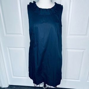 Talbots Navy Shift Dress With Flat Ruffle Collar 16P